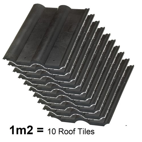 1 m2 -10 x Double Roman Roof Tile Graphite